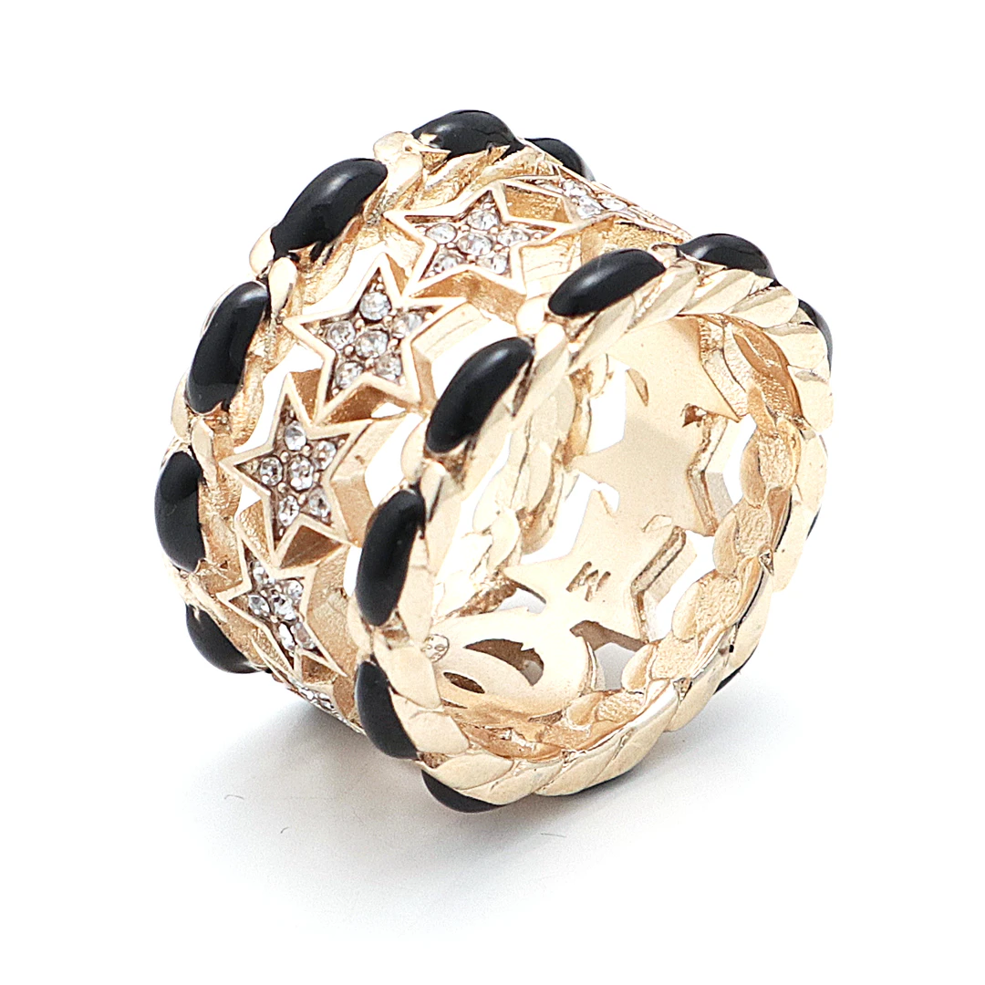 铜合金戒指 法式编织链条星星戒指时尚个性戒指高级感时尚