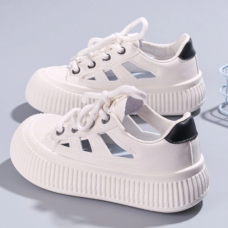 儿童白色板鞋夏季女童鞋子镂空透气运动鞋2024新款中大童网鞋软底