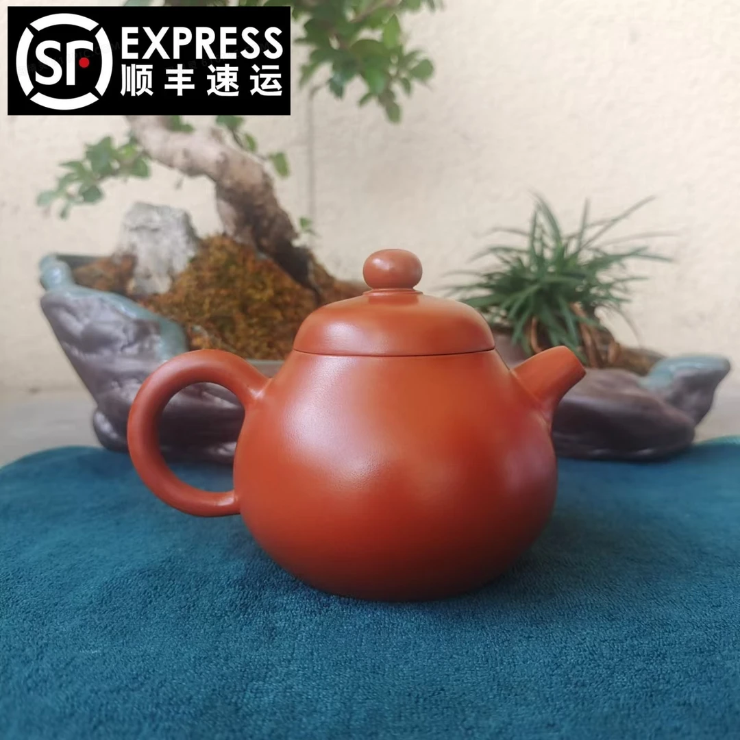 建水紫陶-古法全手工-精美复烧梨形球孔约150cc小容量茶壶茶具