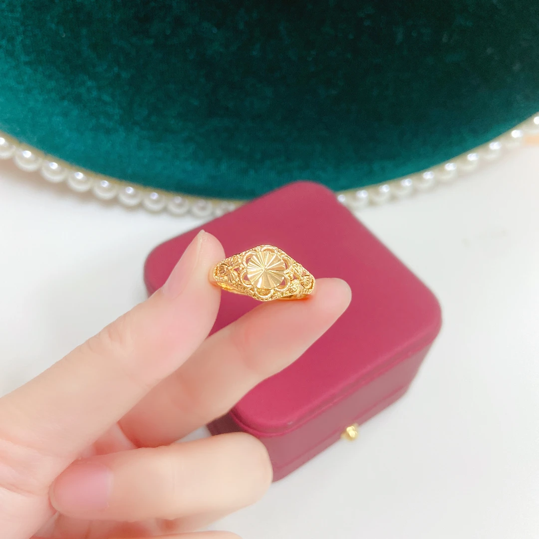 钛钢戒指 澜小朵 新款圆车花戒指活口戒指百搭时尚精美简约经典