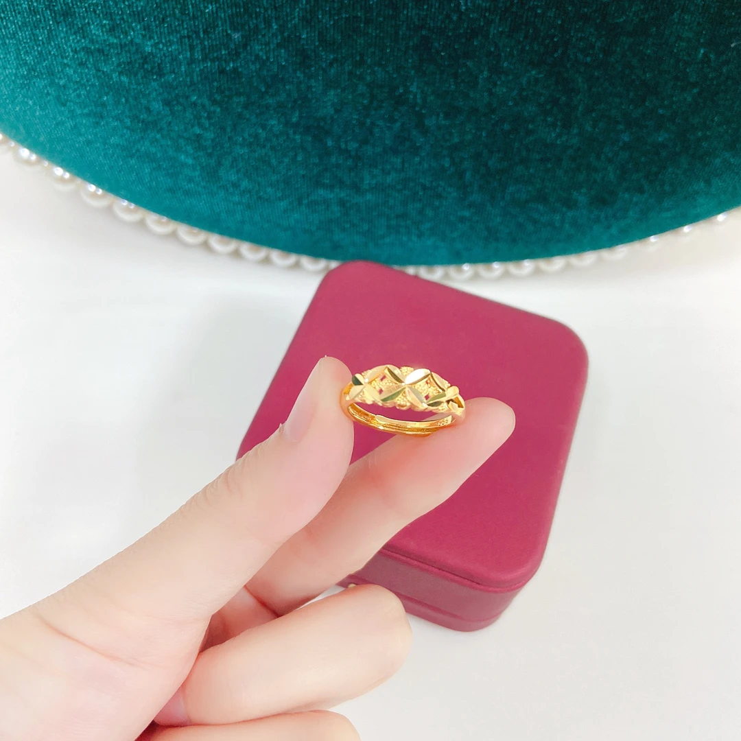 钛钢戒指 澜小朵金色繁花戒指时尚简约轻奢戒指精美素款气质女士