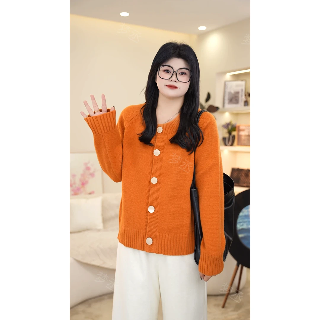 【橘子味入秋】大码女装宽松显瘦遮肉时尚百搭秋宽松型立领针织上衣