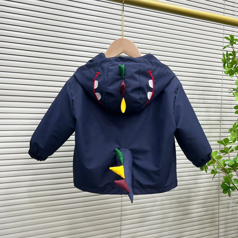 男童外套春秋款2024恐龙上衣冲锋衣中小童百搭拼接宝宝外穿防风