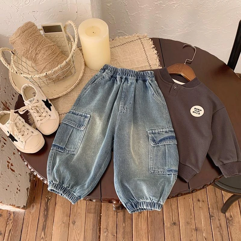 男童牛仔裤春款2024新款韩版洋气春秋宽松帅气小童宝宝百搭长裤潮