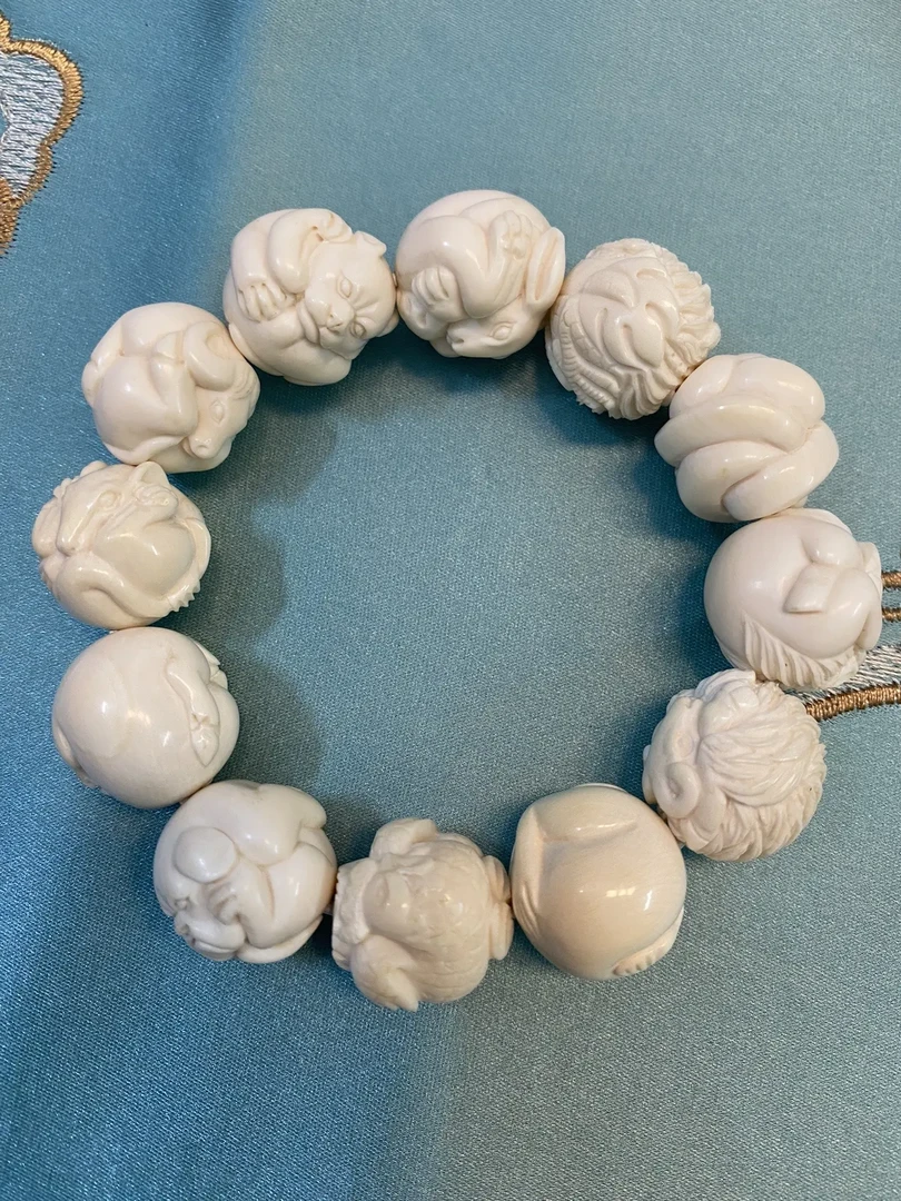 猛犸牙12生肖17mm手串（送12颗夹片珠）