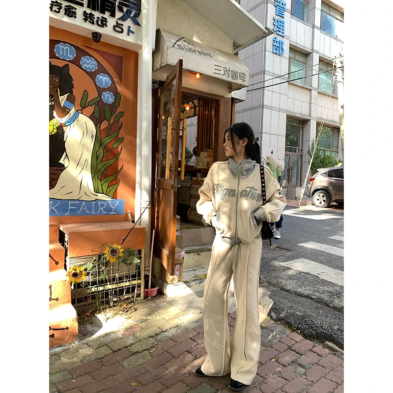 王少女YOKLASS【清清】杏色卫衣休闲裤套装减龄卫衣 S09791S33