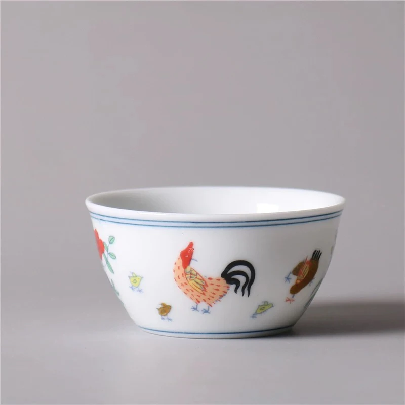 斗彩鸡缸杯景德镇陶瓷