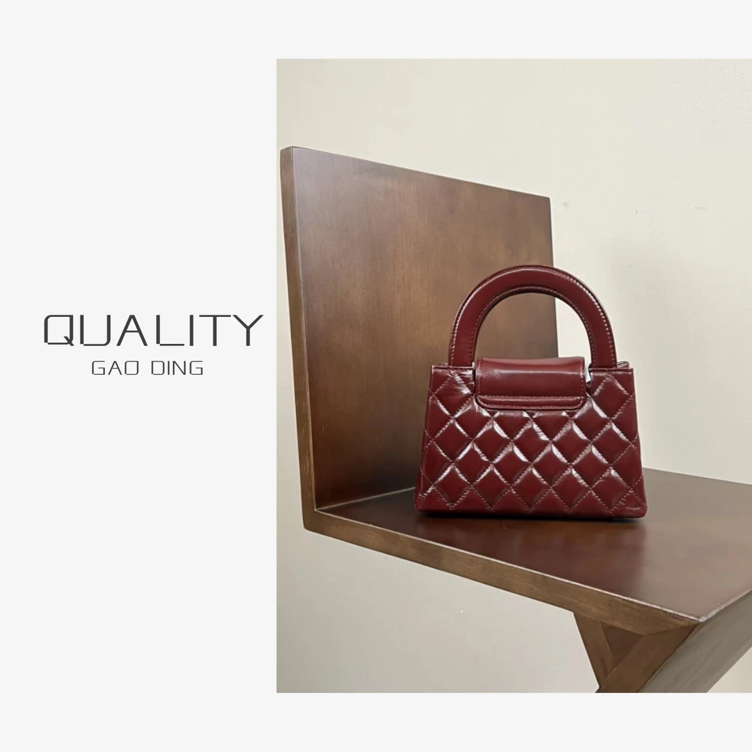 菱格手提包气质时尚百搭女士红色单肩肩质感