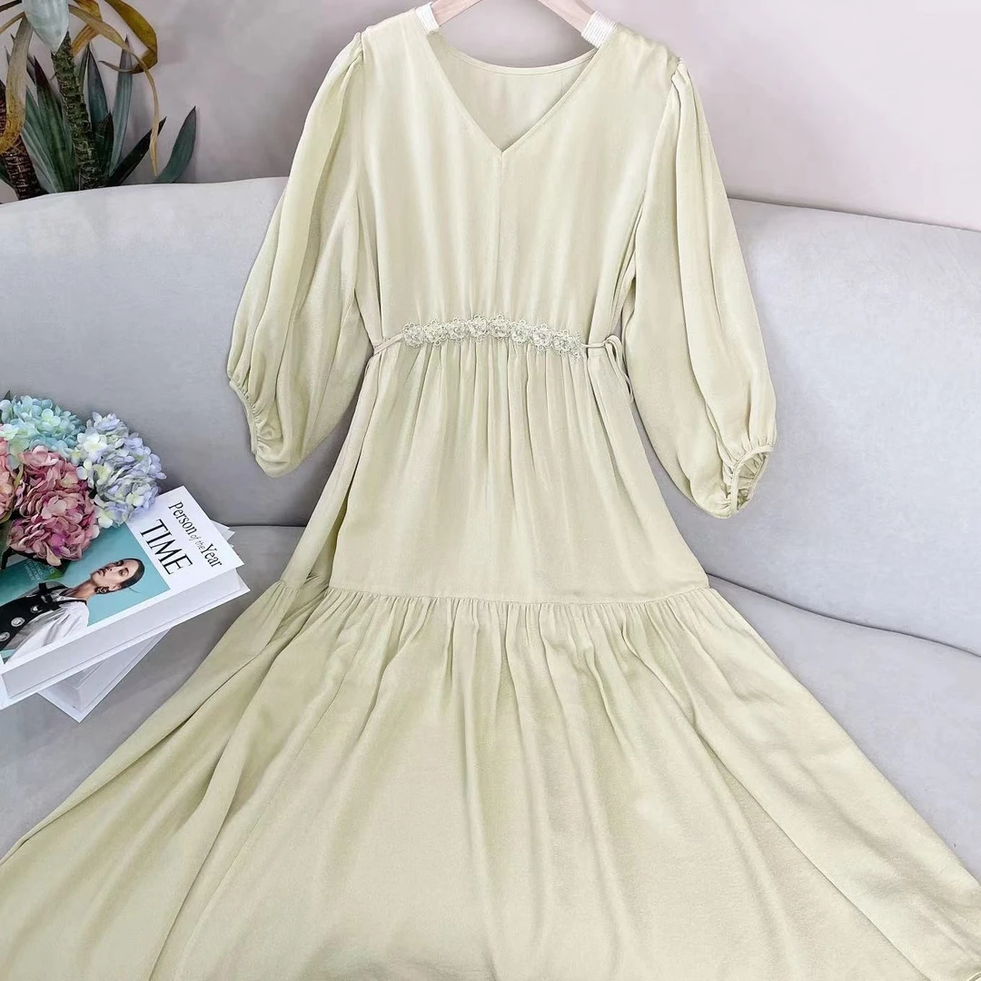 ZHUOXI/着西2022秋装新款桑蚕丝长袖连衣裙B191