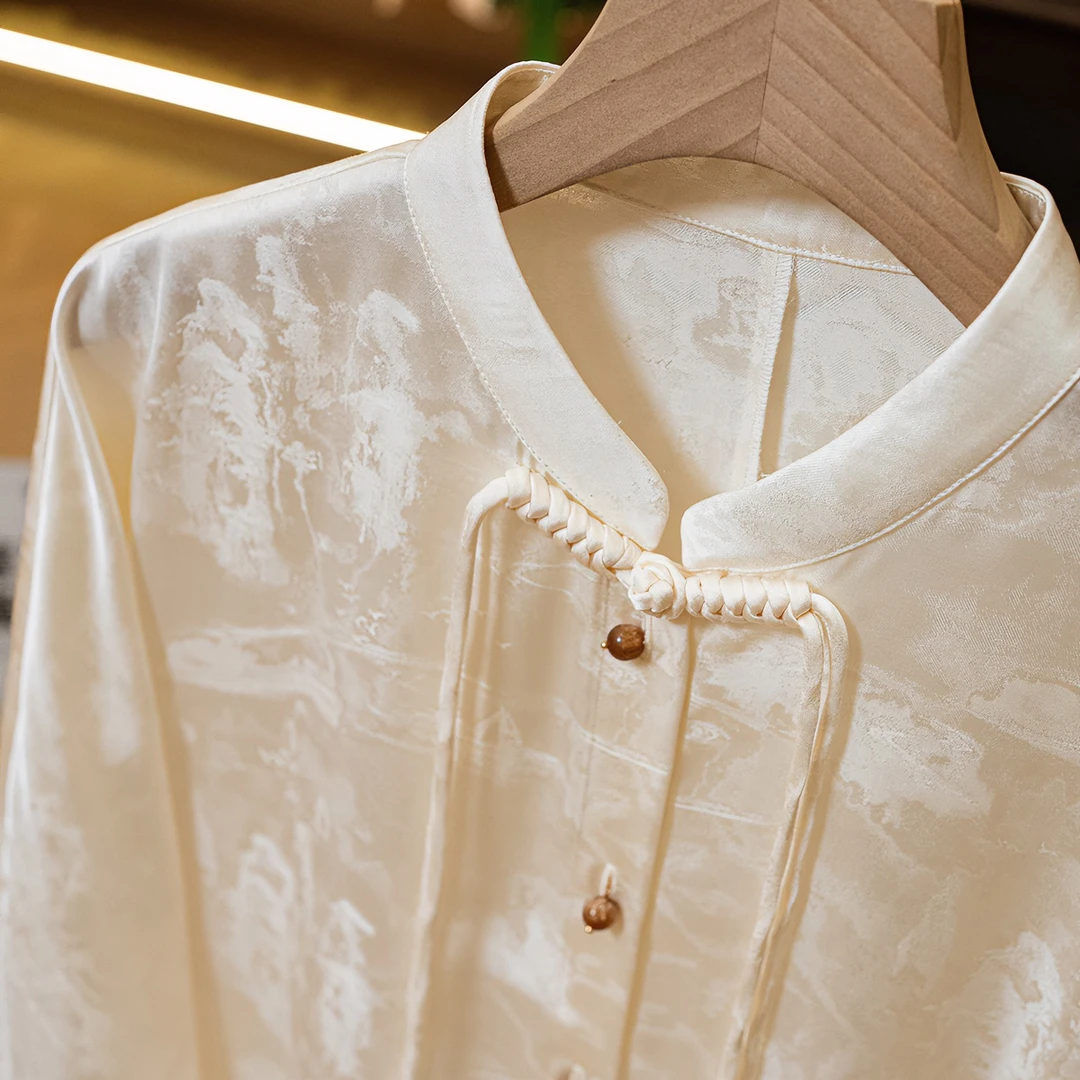 ZHUOXI/着西新中式百搭宽松秋季新款提花休闲上衣中国风S9488