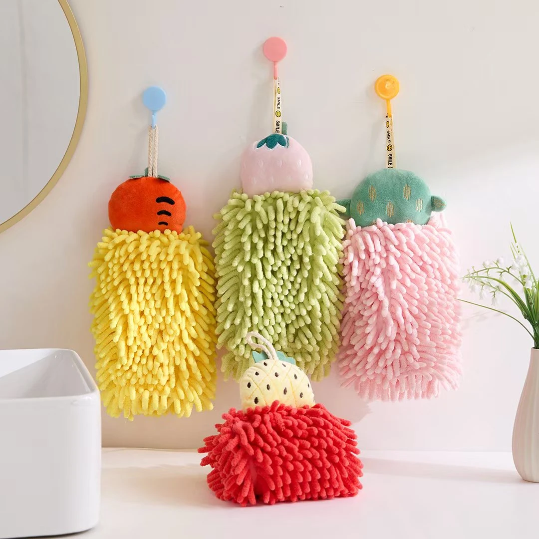 卡其兔可挂式可爱水果雪尼尔擦手巾厨房加厚吸水速干卫生间