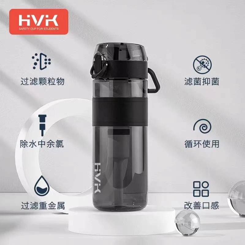 0800号HVK直饮吸管过滤三用净水杯防摔户外简约吸管杯潮流创意