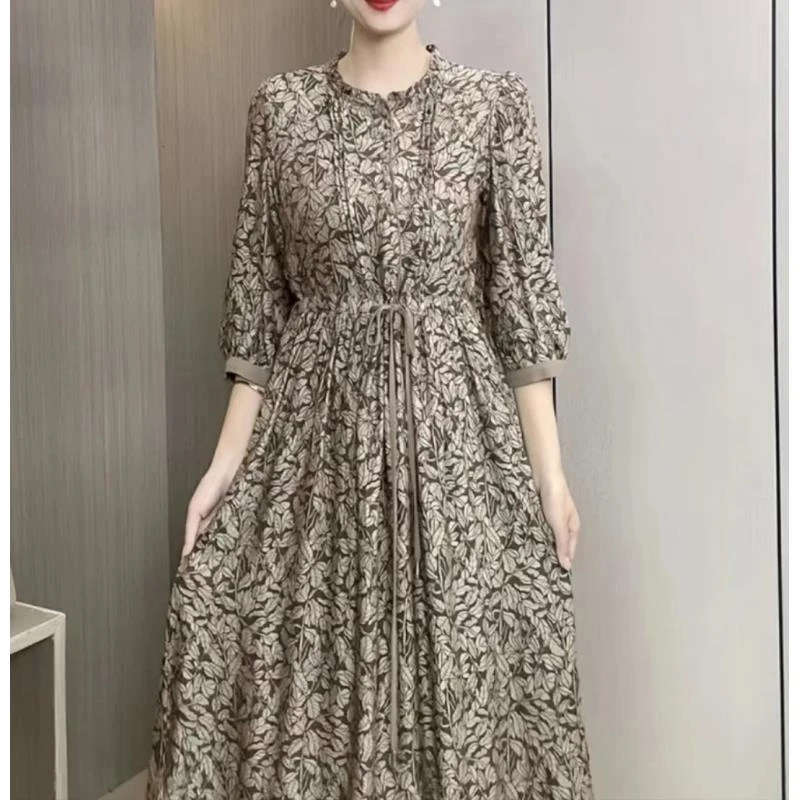 【新款上新】2025年休闲系带长裙时尚长袖宽松连衣裙A380-1