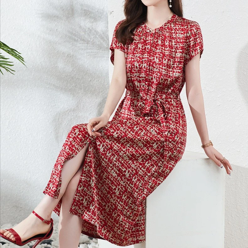 【思思专享】2024年夏季时尚气质碎花修身显瘦年轻妈妈装连衣裙633