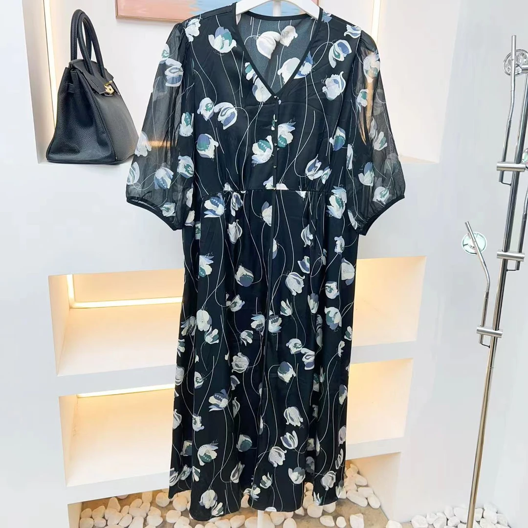 【新品尝鲜】春夏季休闲百搭收腰时尚中五分袖气质短袖连衣裙A095