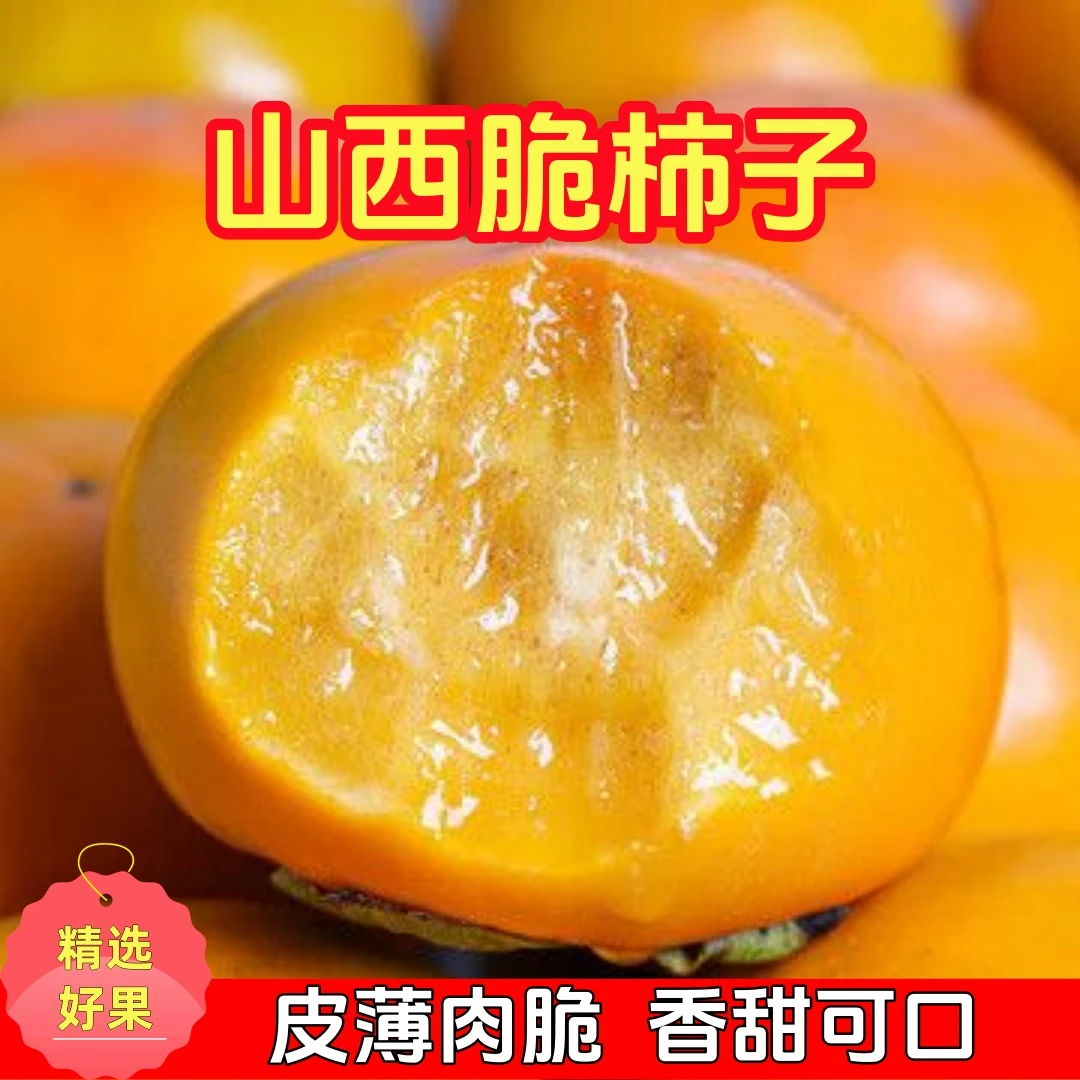 【放至颜色变黄食用】正宗山西脆柿巧克力脆柿香甜可口产地直发