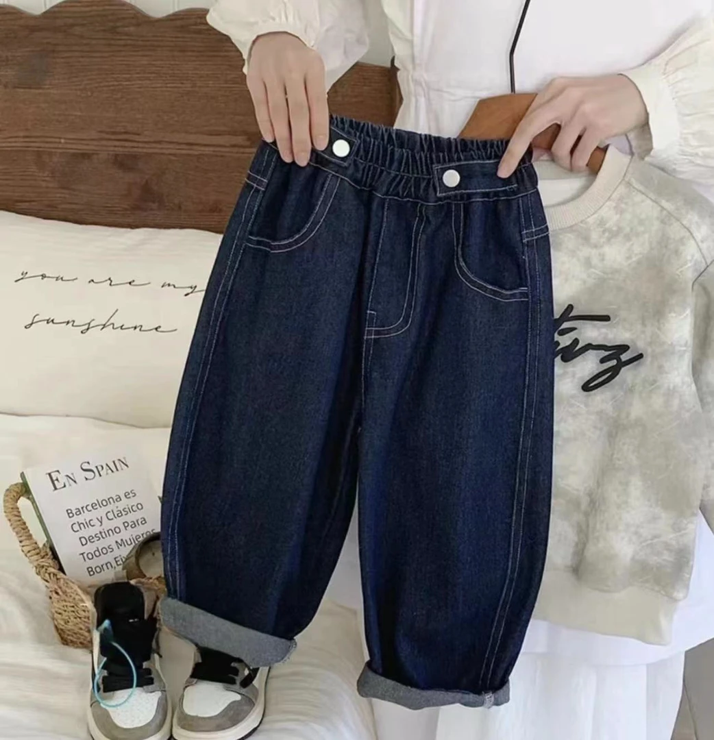 2025秋季新款时尚童装男童韩版纯色裤宝宝洋气百搭宽松牛仔长裤