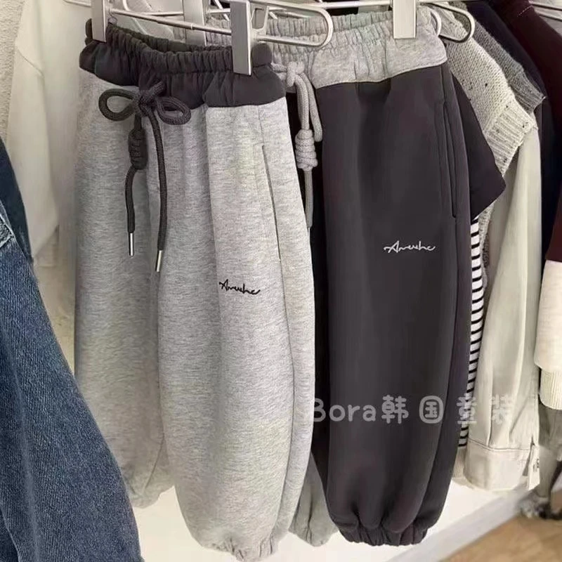 男童卫裤2025潮流秋冬一体绒休闲百搭宽松加厚冬季中大童休闲裤