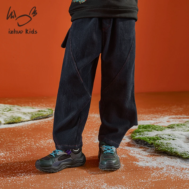 小日着美学童装全棉加绒长裤子2025冬季新款中大男女TB8223K0