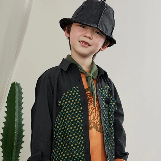 小日着童装原创【大脚怪】春秋季洋气拼接格子儿童长袖衬衫TA3167C0