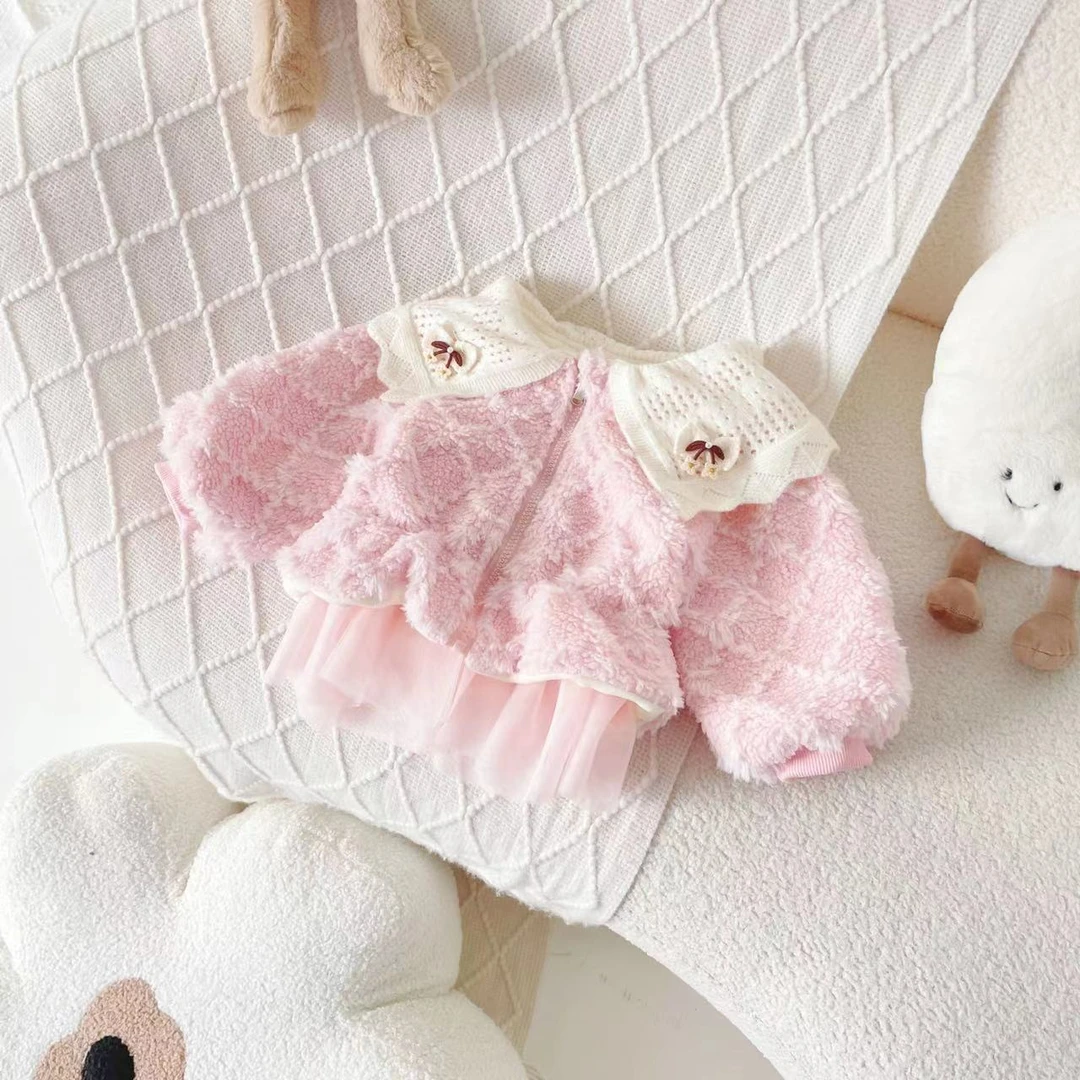 【现货】ZD23Q031秋冬新款儿童外套女童毛毛衣棉袄加绒保暖棉服