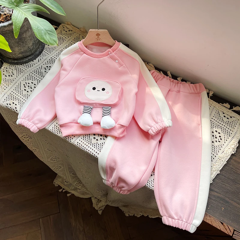 【现货】CT249010春季新款儿童套装女童卡通长袖休闲卫衣卫裤两件套