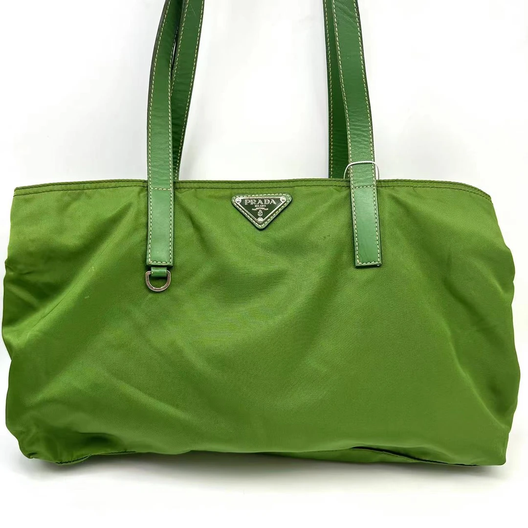 95新 Prada/普拉达 大全中古/普拉达 绿色降落伞手提包/MS 012