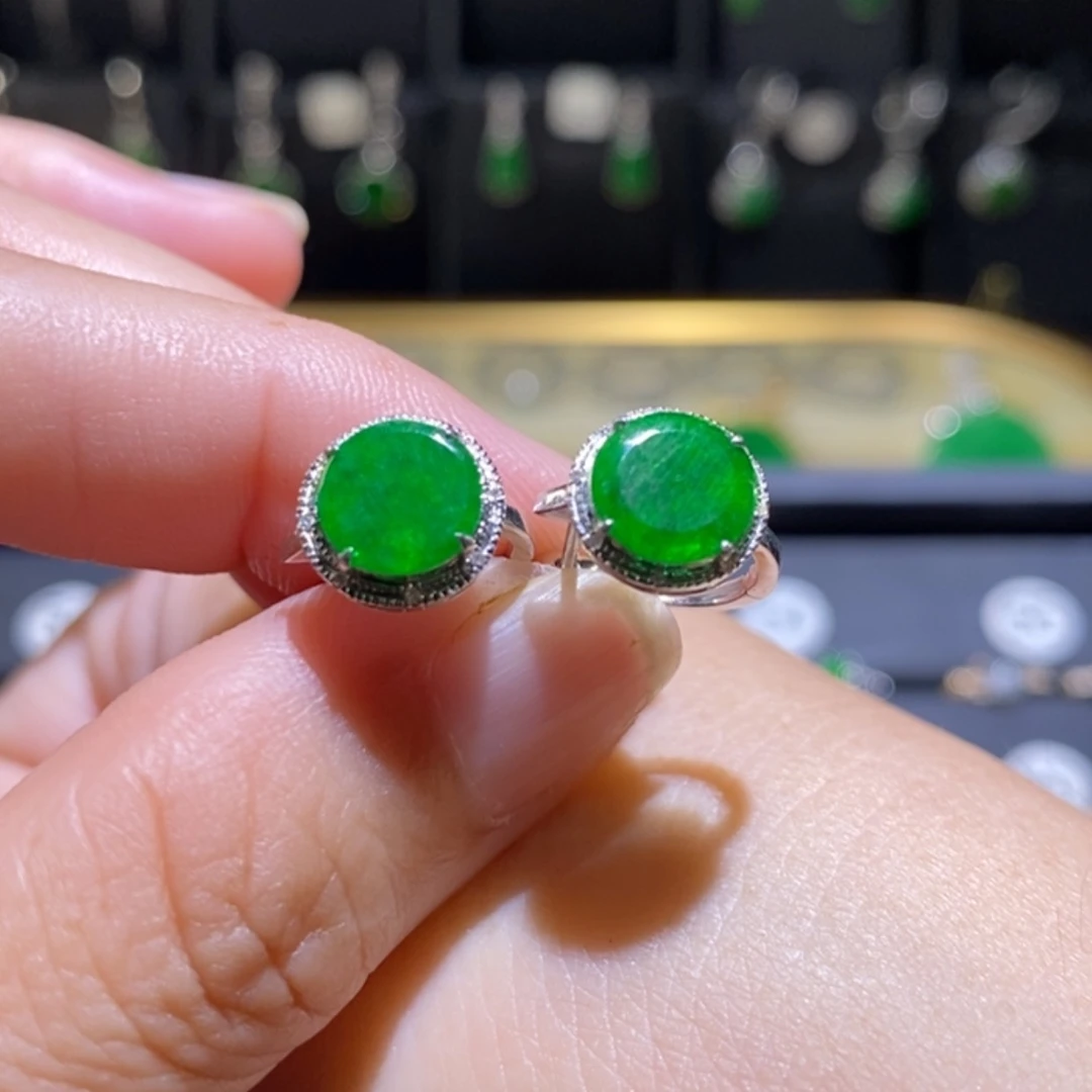 【闪购商品】翡翠耳饰18K金镶嵌耳包