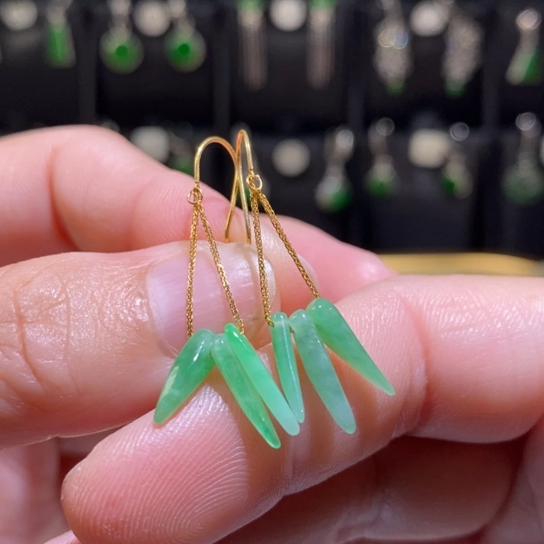 【闪购商品】翡翠耳饰18K金镶嵌耳环