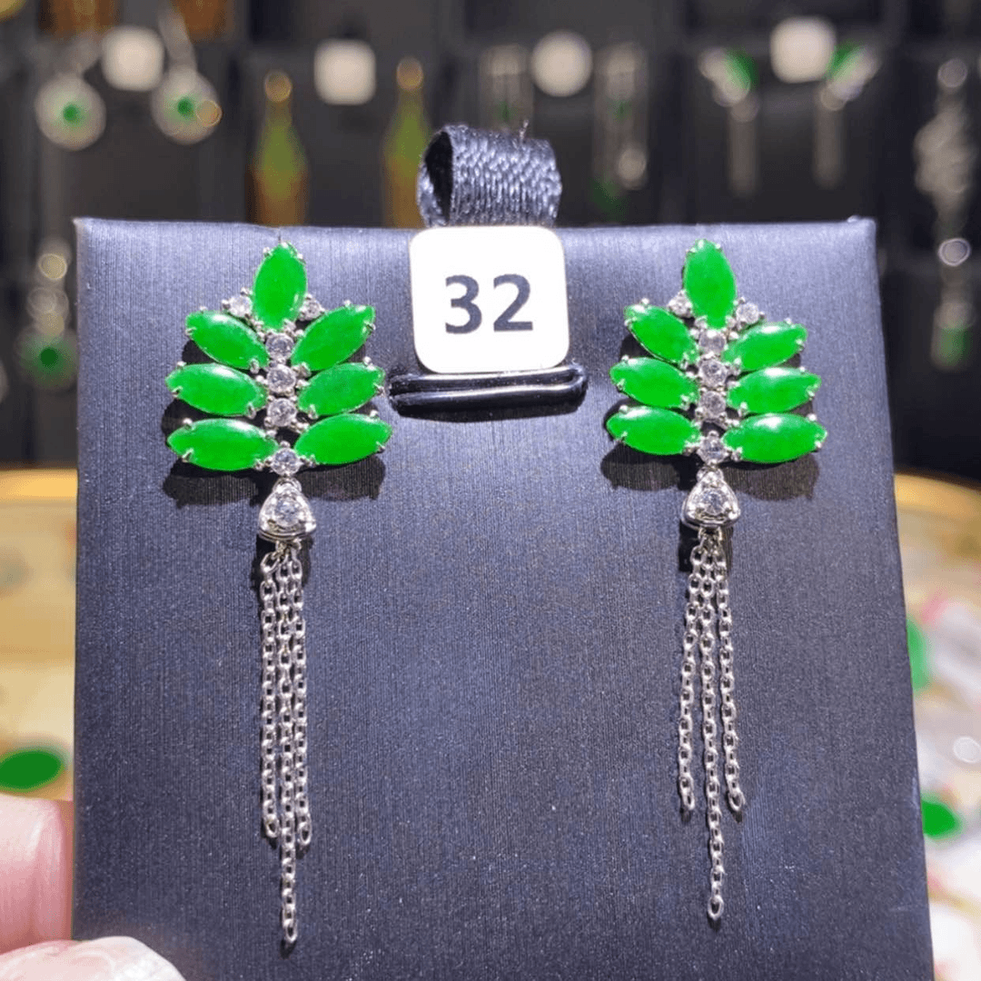 【闪购商品】翡翠耳饰18K金镶嵌耳环