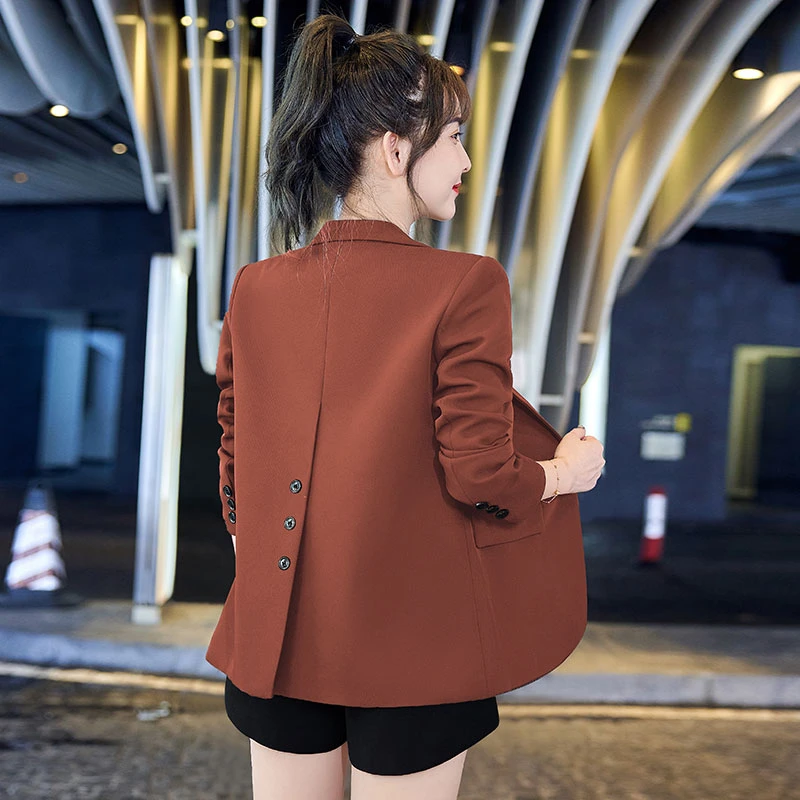 安可拉红色西装外套女小个子2025秋冬新款休闲设计感短款西服上衣