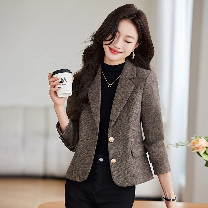 厚款毛呢西装外套女短款2025秋冬新款韩版气质休闲小个子西服上衣