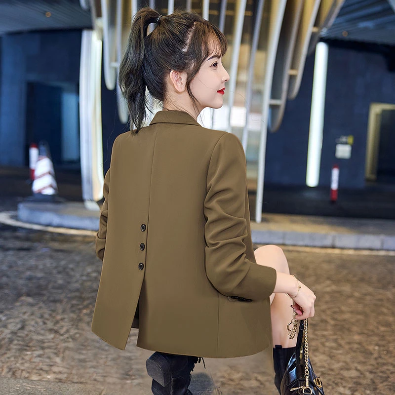 小个子短款咖色西装外套女上衣2025秋季新款设计感网红直播小西服