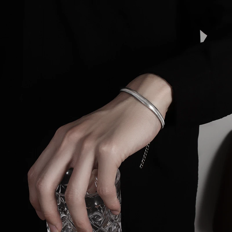 钛钢手链 ins冷淡风男款手链简约百搭情侣款送礼蛇骨手链小众个性