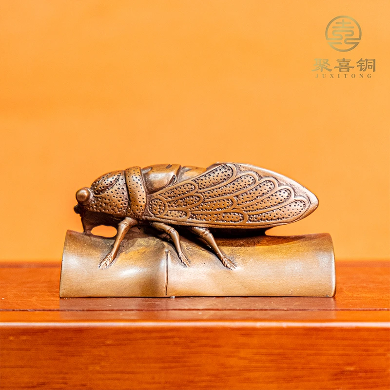 铜一堂 紫铜摆件《知足常乐》手把件车载 铜工艺品 高档礼品装饰