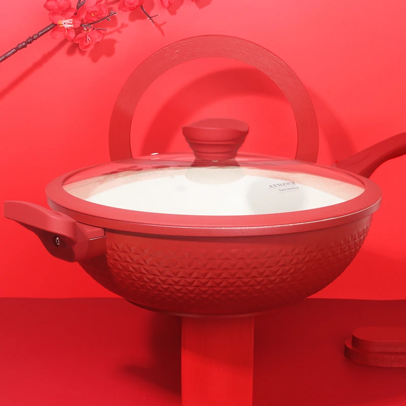 【母婴级】火山岩炒锅不粘锅32CM电磁炉燃气灶通用【直播-专属】