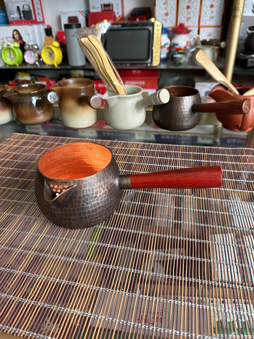 纯手工茶道烧水紫铜熬茶罐罐木把手防烫西北罐罐茶甘肃茶罐罐泡壶