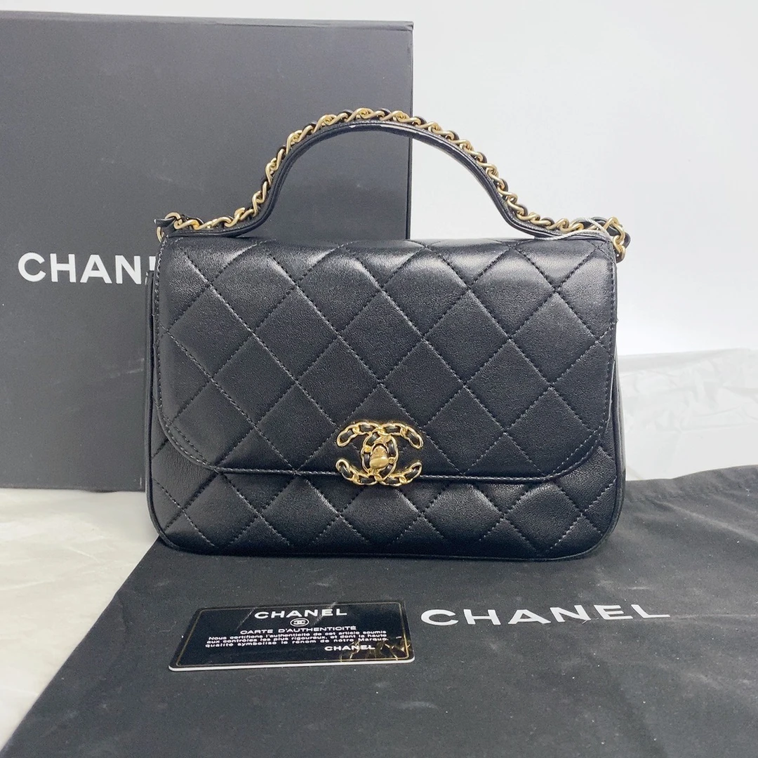 95新 Chanel/香奈儿 NE黑金19邮差包小号