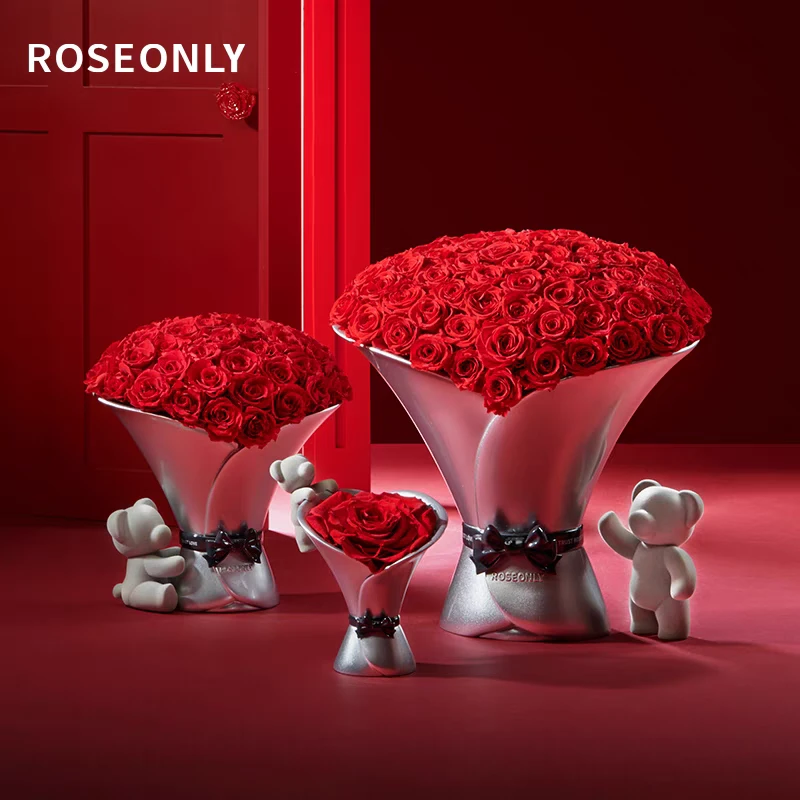 ROSEONLY诺誓稳稳玫瑰花手捧礼盒送女友