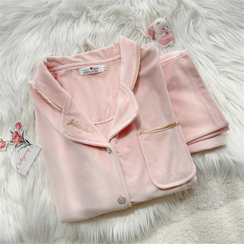 海岛绒睡衣女冬季2023新款加厚加绒女士薄绒不倒绒冬天家居服套装