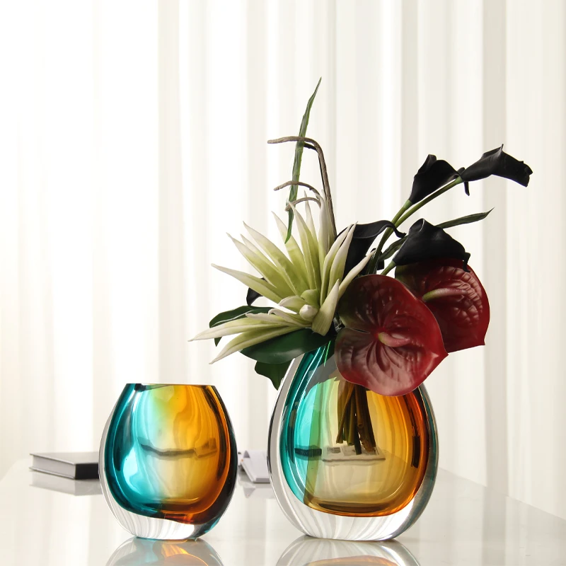 现代极光炫彩艺术水晶琉璃花瓶时尚电视柜餐桌书房摆件礼品礼物