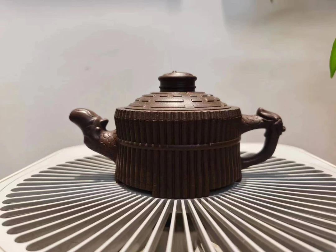 宜兴紫砂 睿丰堂 龙头一捆竹茶壶复古
