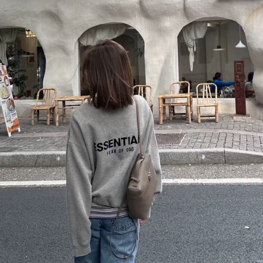 FOG 复线ess后背大字母植绒圆领加绒卫衣 男女同款宽松百搭