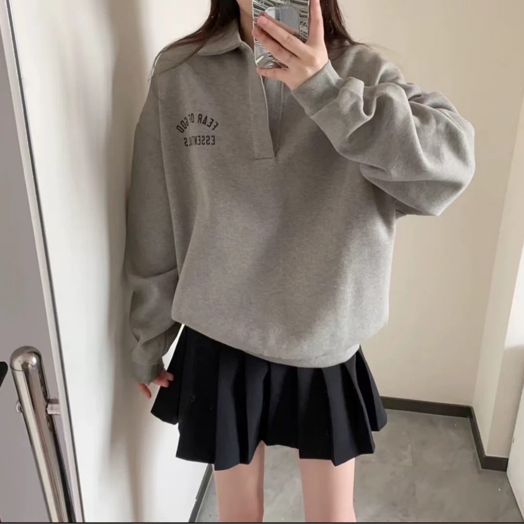 复线ess POLO领加绒卫衣 显瘦百搭男女同款-2404