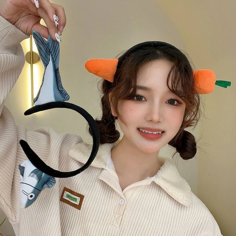 网红创意发箍咸鱼胡萝卜搞怪洗脸压发发卡卡通女款个性可爱头箍女