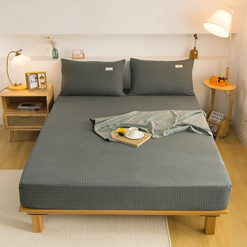 纯棉简约格子单床笠床罩床垫保护罩防尘耐脏学生宿舍单人床笠纯棉