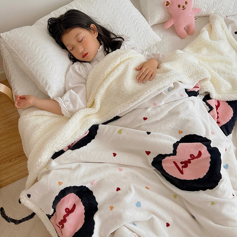 2023新款ins风加厚牛奶绒羊羔绒毯午睡毯沙发多功能盖毯四季通用