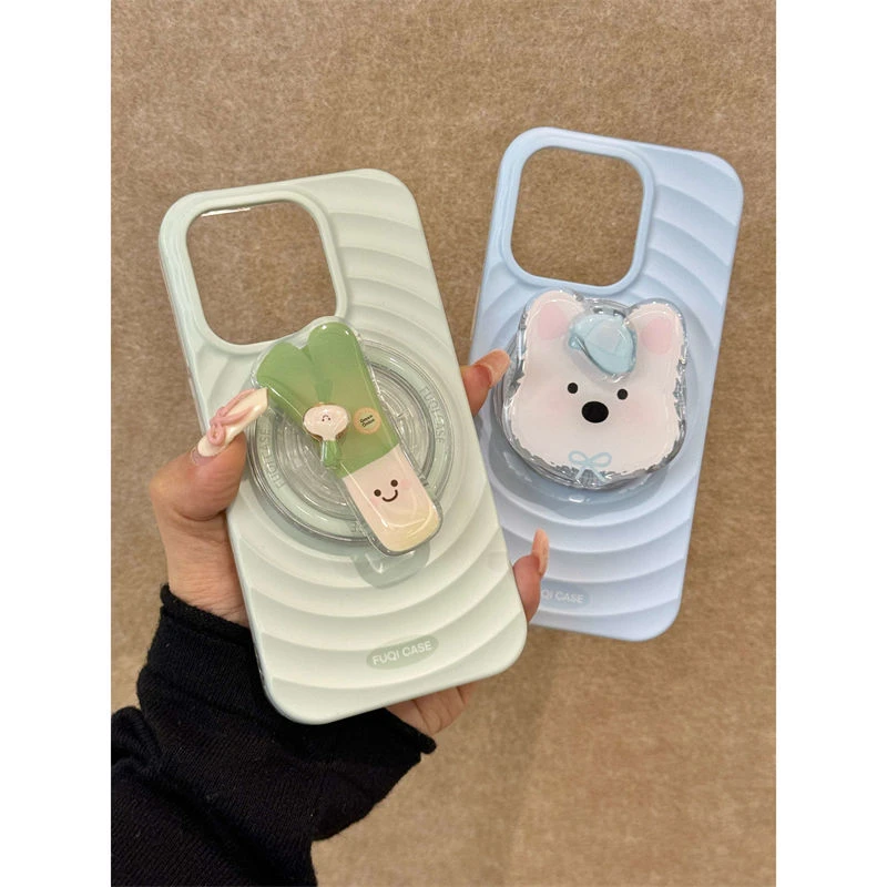 可爱狗狗大葱转转支架适用ihone16promax苹果14pro手机壳13磁吸15