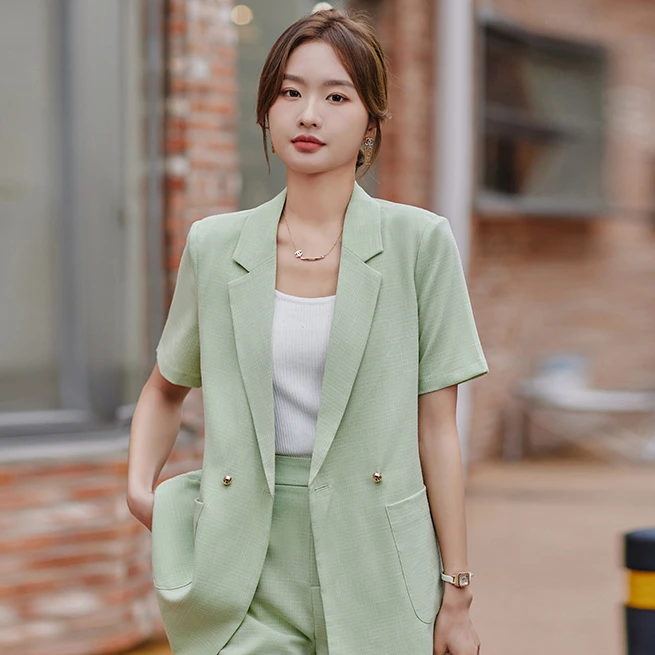 短袖西装女夏薄款女神范小西服外套气质职业装休闲小个子宽松正装