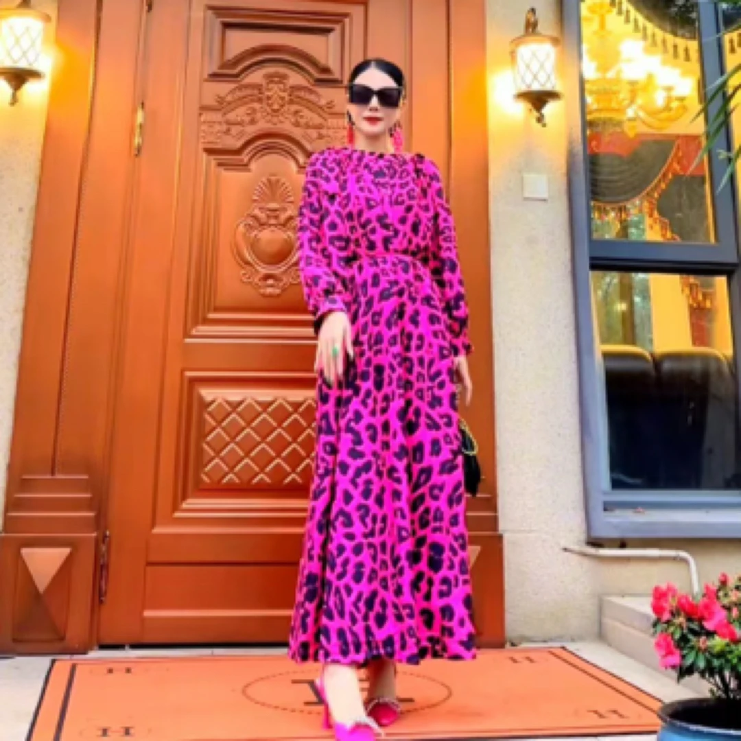 【豹纹系列】欧美风贵妇宽松连衣裙